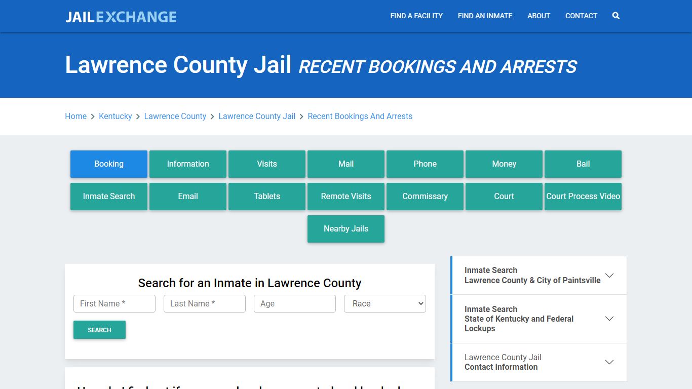 Lawrence County Jail Recent Bookings And Arrests - Jail Exchange