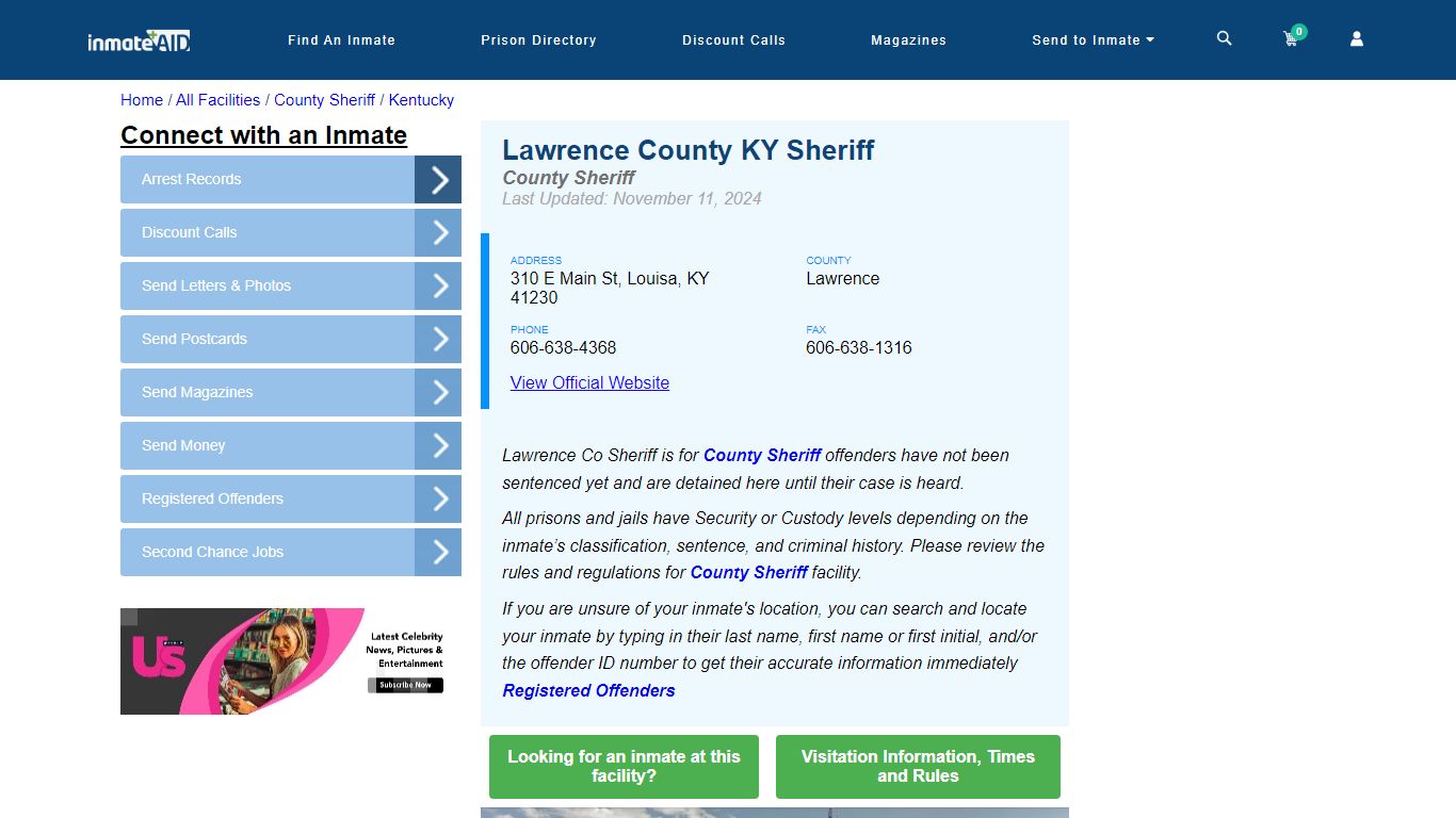 Lawrence County KY Correctional - Inmate Locator