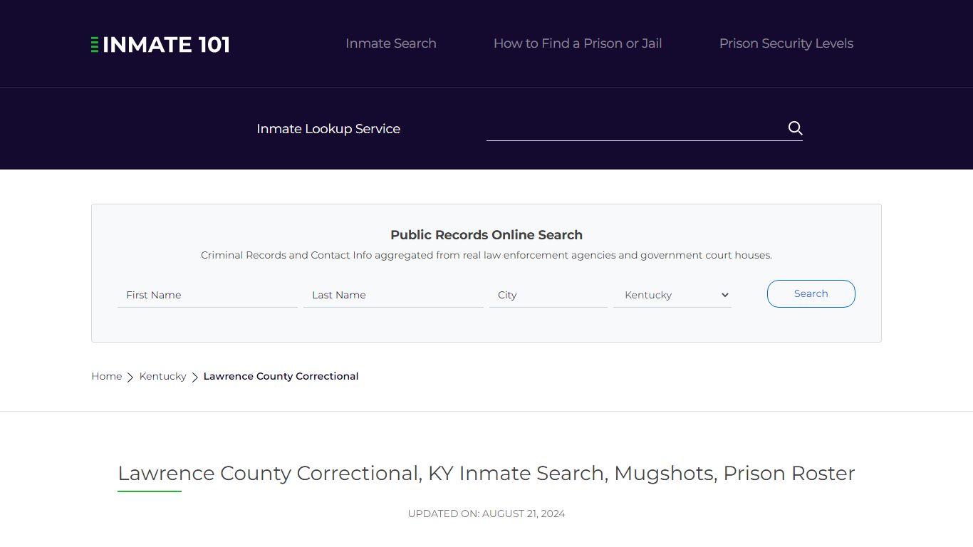 Lawrence County Correctional, KY Inmate Search, Mugshots, Prison Roster