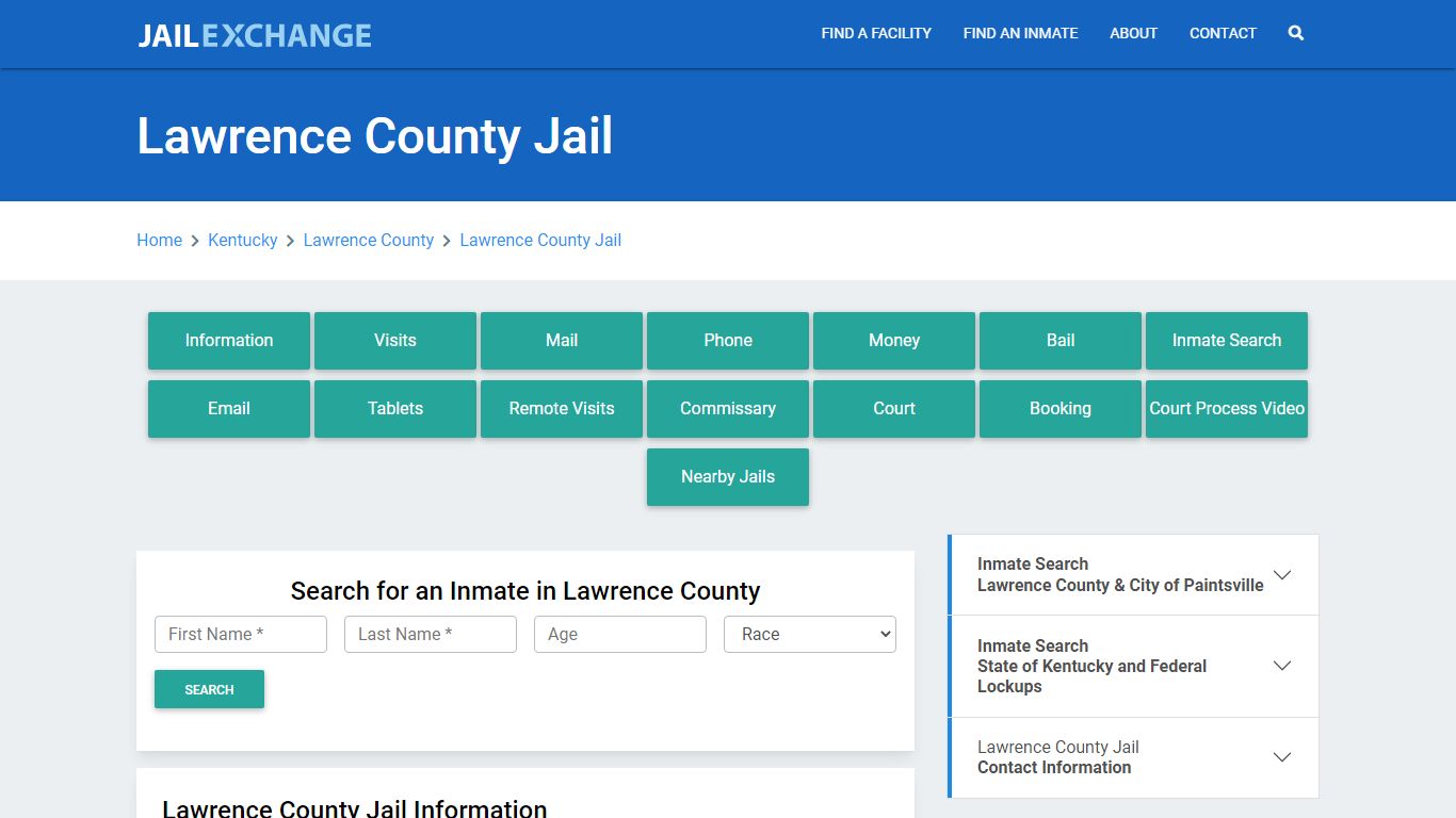 Lawrence County Jail Roster Lookup, KY, Inmate Search